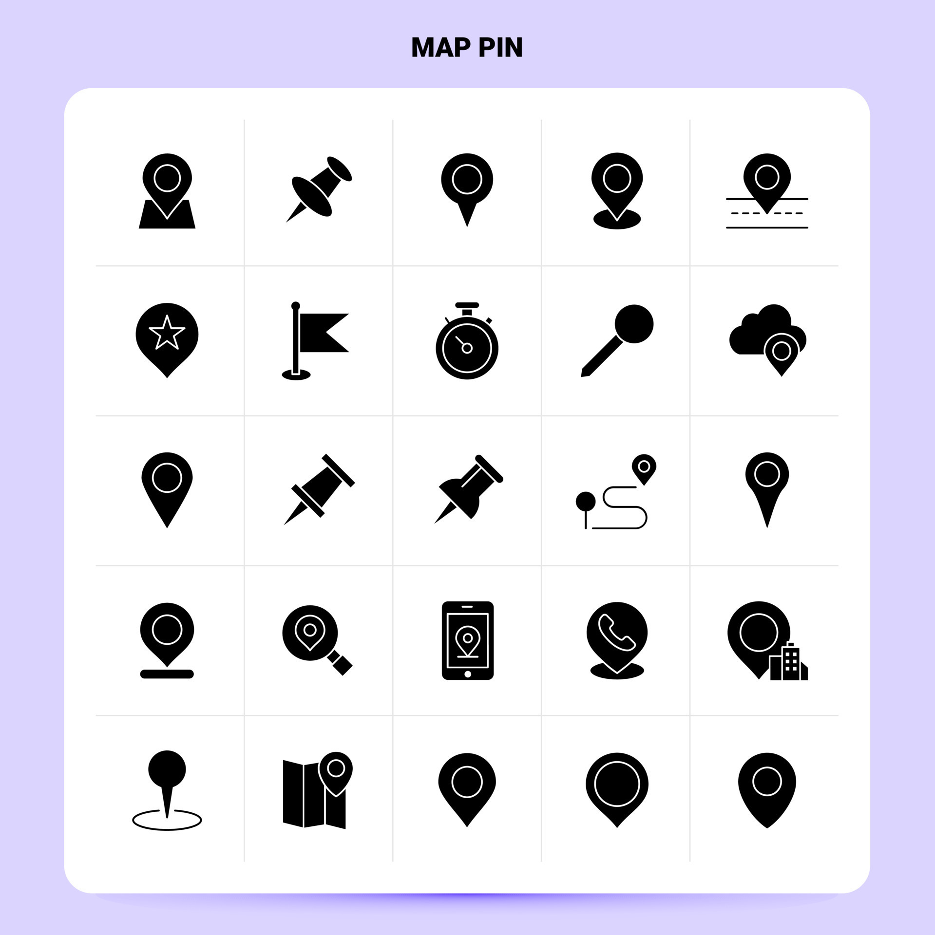 Solid 25 Map Pin Icon set Vector Glyph Style Design Black Icons Set Web ...