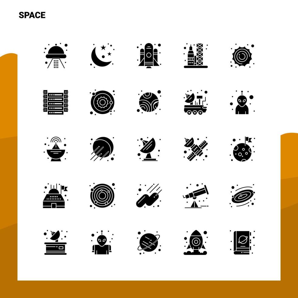 25 Space Icon set Solid Glyph Icon Vector Illustration Template For Web and Mobile Ideas for business company