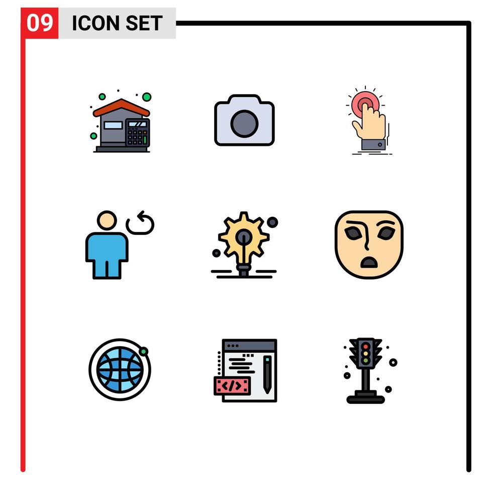 Pictogram Set of 9 Simple Filledline Flat Colors of loop body ui avatar on Editable Vector Design Elements