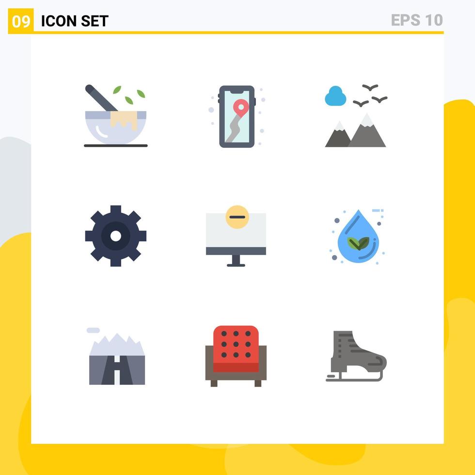 Stock Vector Icon Pack of 9 Line Signs and Symbols for gadget computers mountains options control Editable Vector Design Elements