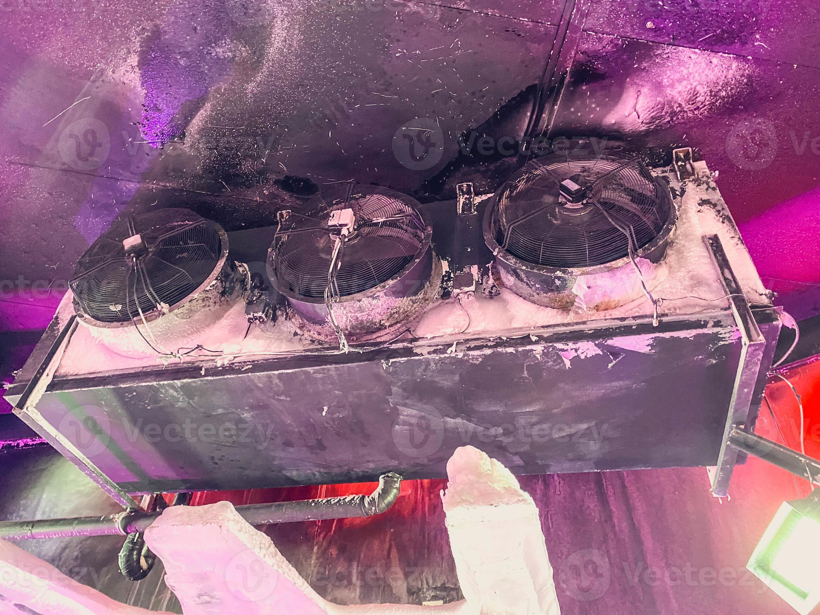 snow room. artificial snow generator. powerful air conditioner with