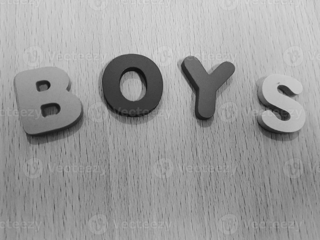 The arrangement of colorful letters that read BOYS photo