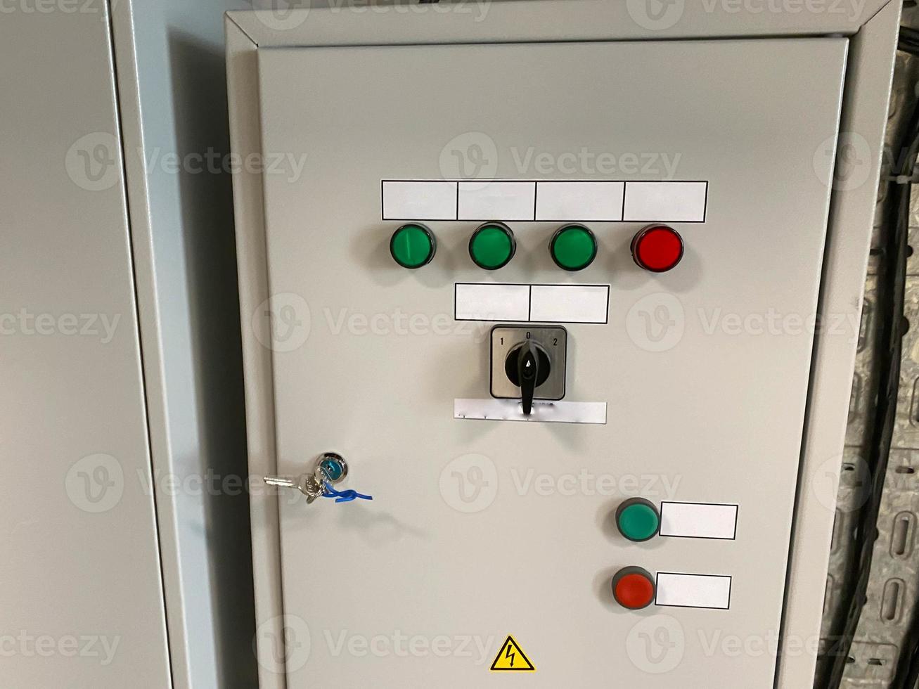 Electrical switch gear ,Digital meter at Low Voltage motor control center cabinet in coal power plant. blurred for background photo