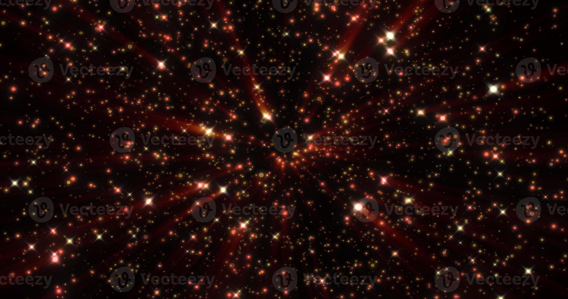 Abstract background of bright orange glowing shiny bright dots of stars and beautiful festive space moving circles photo