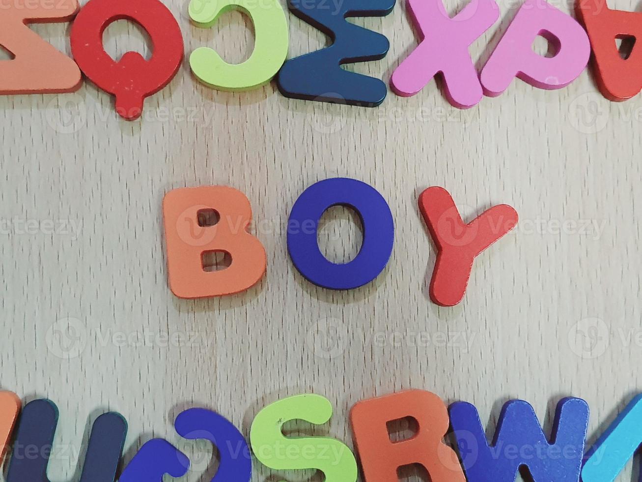 The arrangement of colorful letters that read BOYS photo