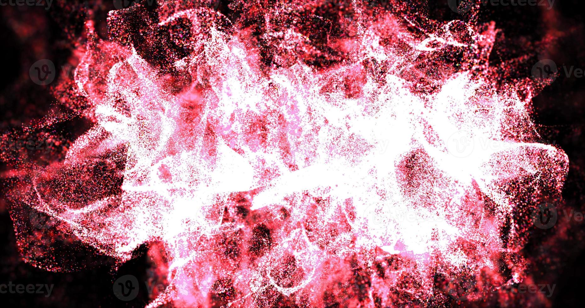 Abstract background of red moving flying small particles waves of smoke with the effect of glow and blur of an exploding sphere. Screensaver beautiful photo