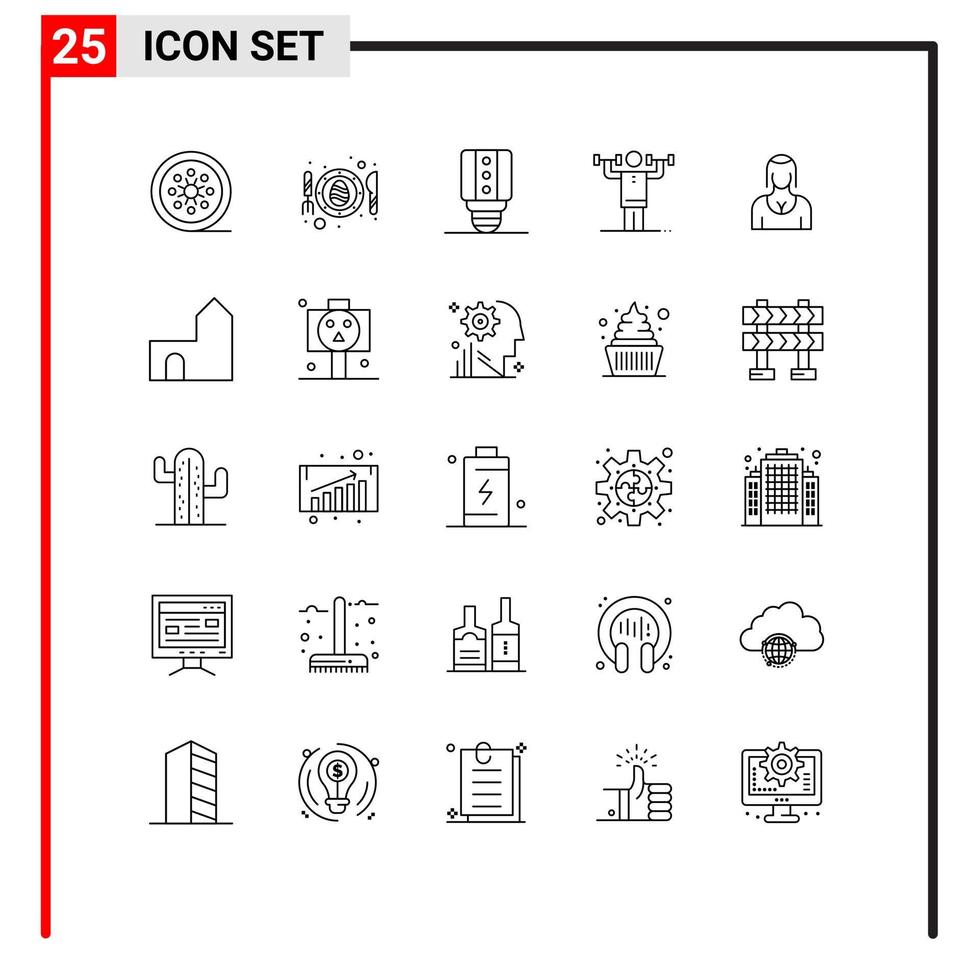 25 Universal Line Signs Symbols of actress physical scramble human activity Editable Vector Design Elements
