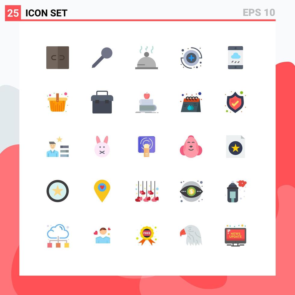 Stock Vector Icon Pack of 25 Line Signs and Symbols for rain cloud dish smartphone medical Editable Vector Design Elements