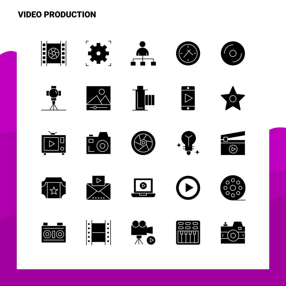 25 Video Production Icon set Solid Glyph Icon Vector Illustration Template For Web and Mobile Ideas for business company