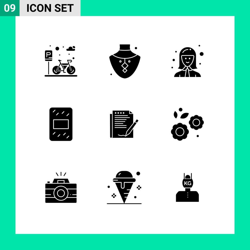 Modern Set of 9 Solid Glyphs and symbols such as report pack avatar grouts manager Editable Vector Design Elements