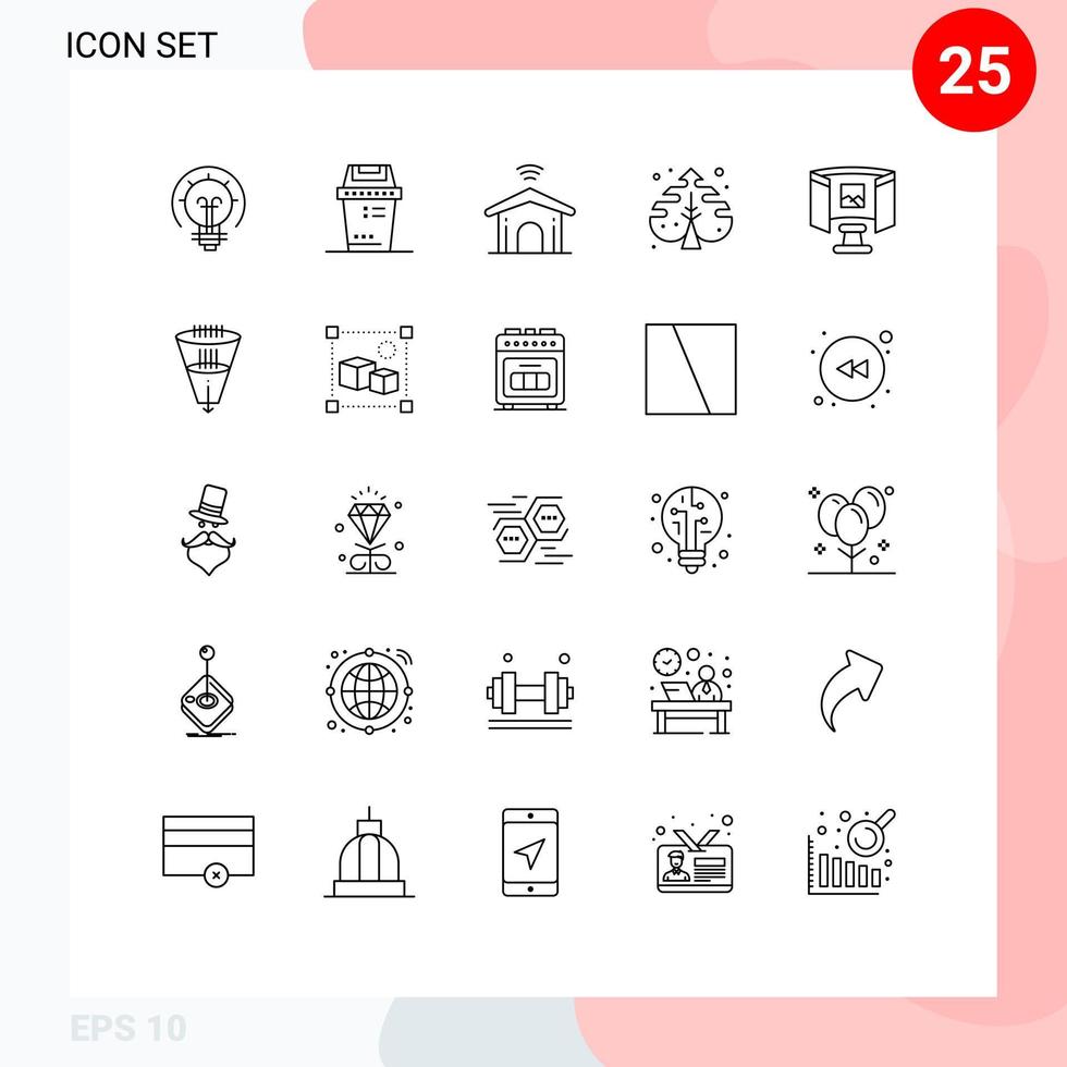 Modern Set of 25 Lines and symbols such as glasses process electronic creative plant Editable Vector Design Elements