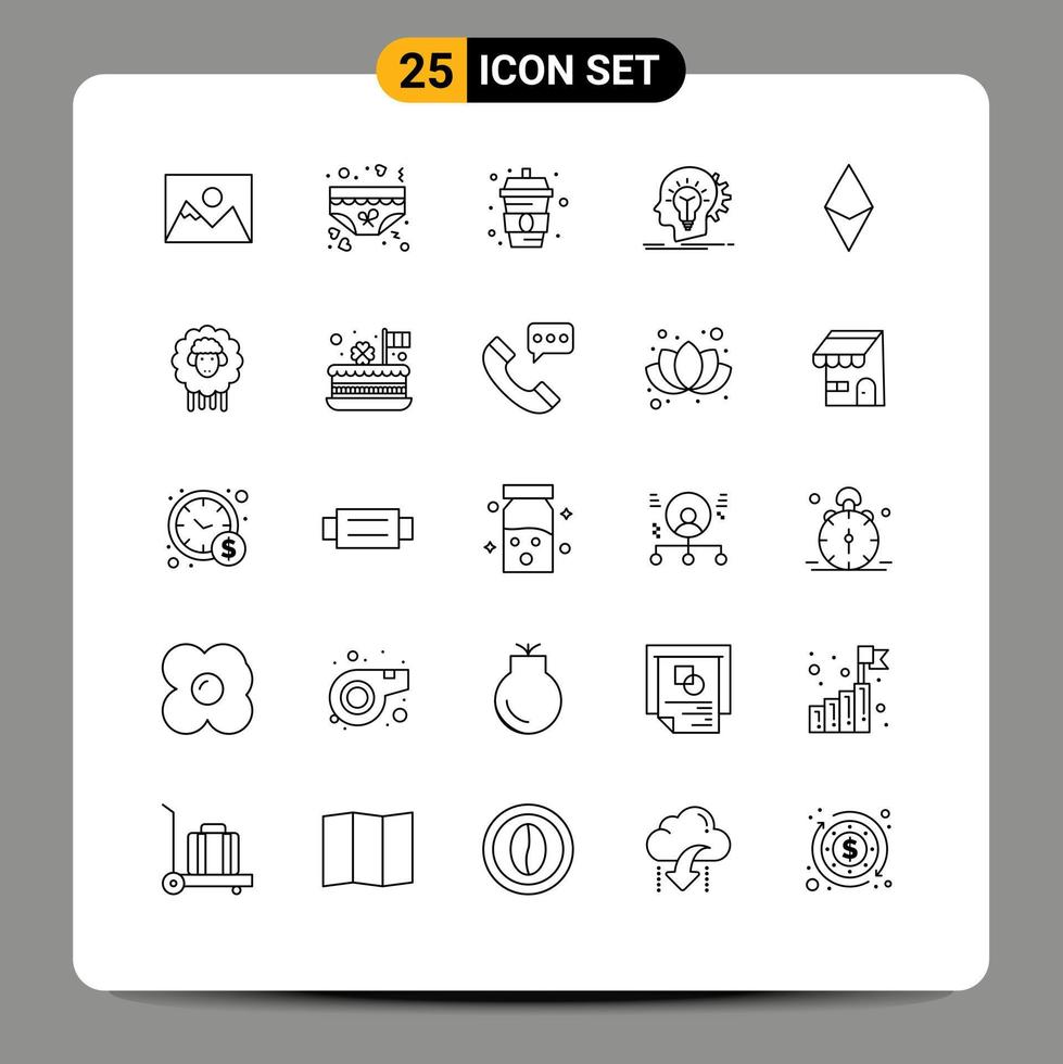 25 Creative Icons Modern Signs and Symbols of thinking head romance creativity water Editable Vector Design Elements