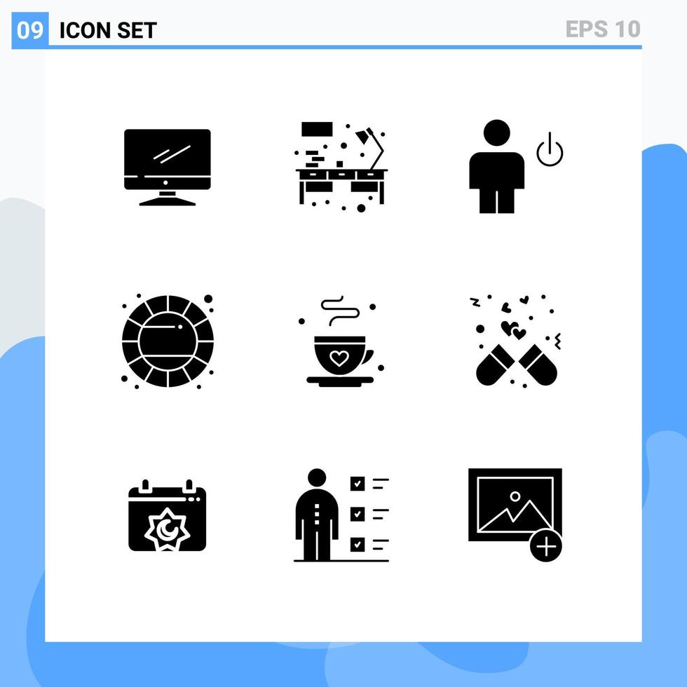 9 Creative Icons Modern Signs and Symbols of color wheel creative workplace color human Editable Vector Design Elements