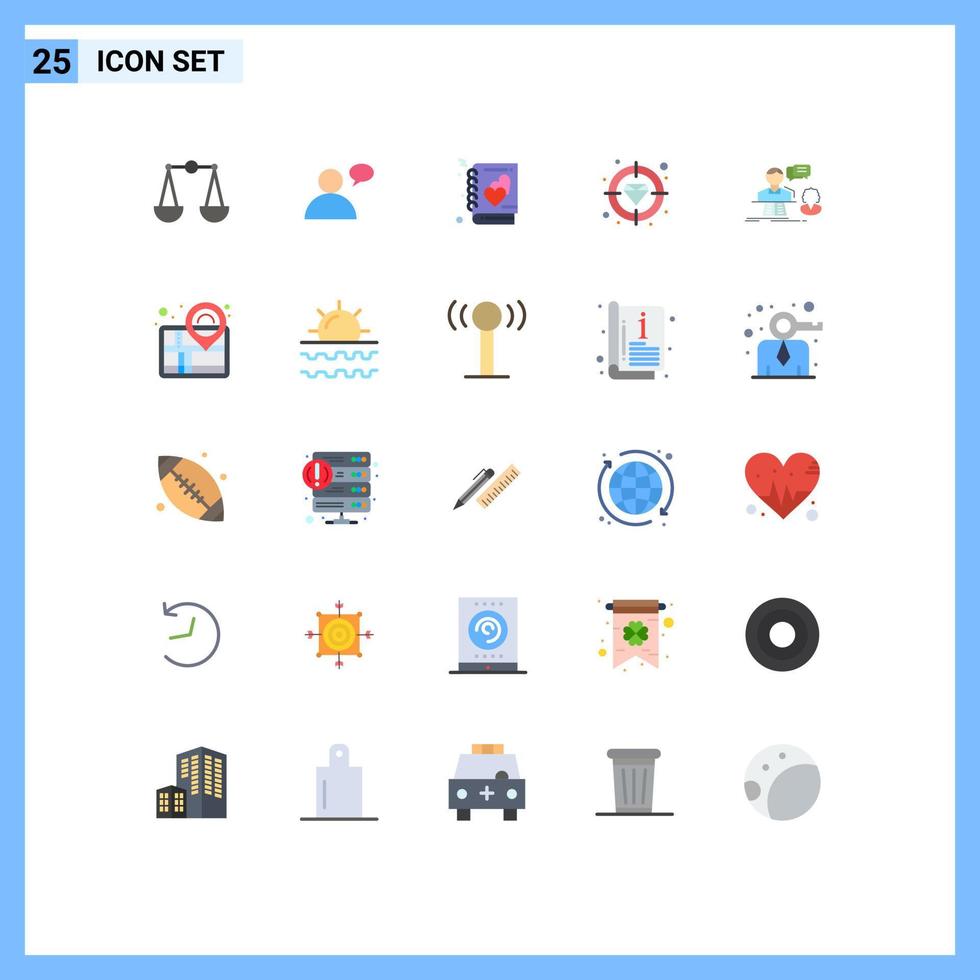 25 Creative Icons Modern Signs and Symbols of contact chat notebook consultation focus Editable Vector Design Elements