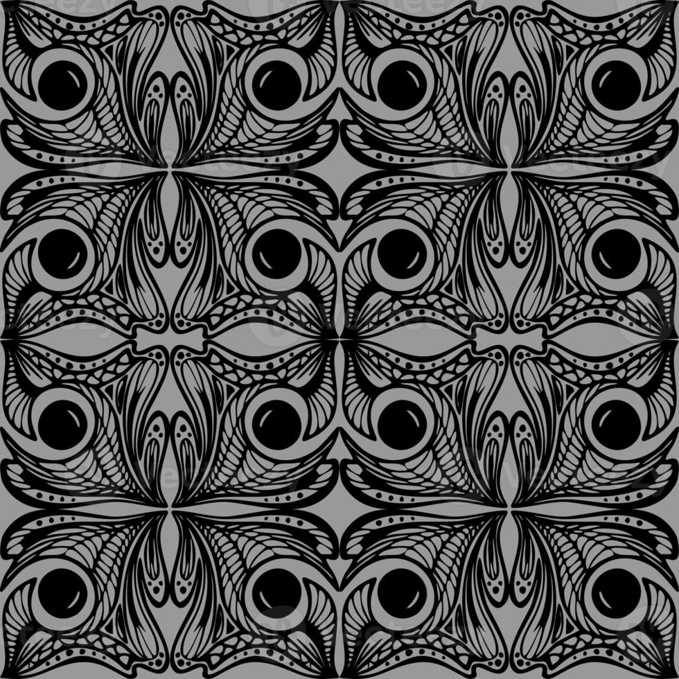 seamless graphic abstract tile pattern, black geometric ornament on gray background, texture, design photo