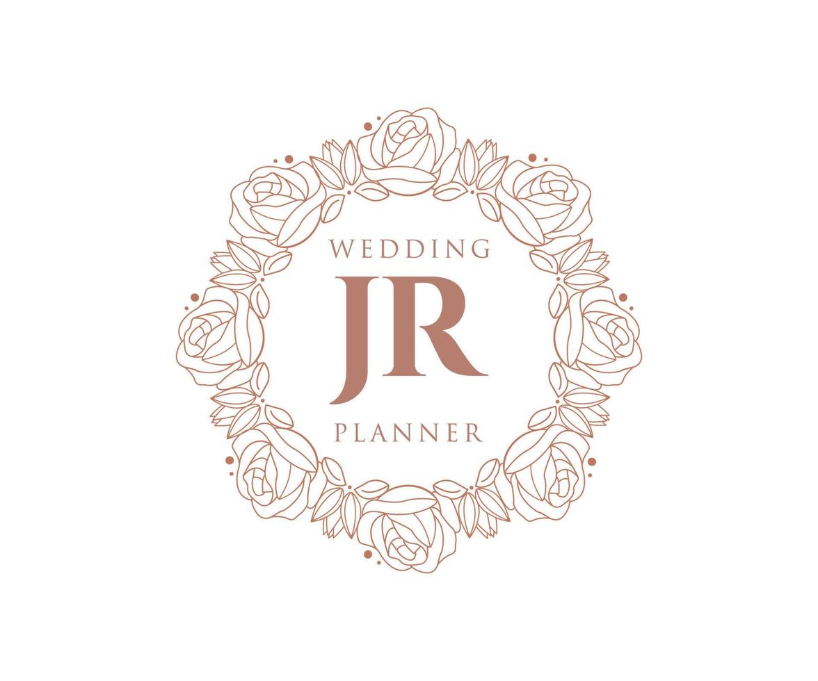 JR Initials letter Wedding monogram logos collection, hand drawn modern minimalistic and floral templates for Invitation cards, Save the Date, elegant identity for restaurant, boutique, cafe in vector