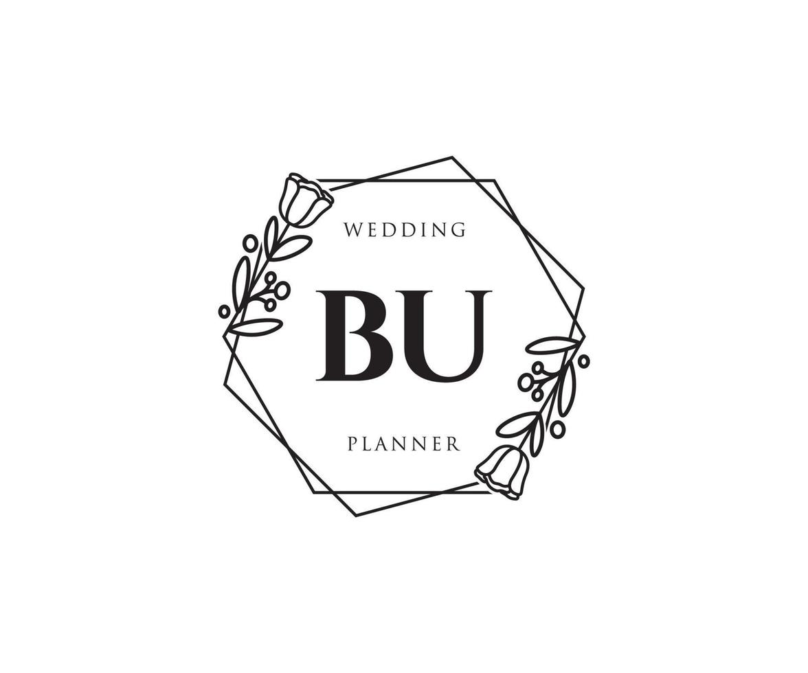 Initial BU feminine logo. Usable for Nature, Salon, Spa, Cosmetic and Beauty Logos. Flat Vector Logo Design Template Element.