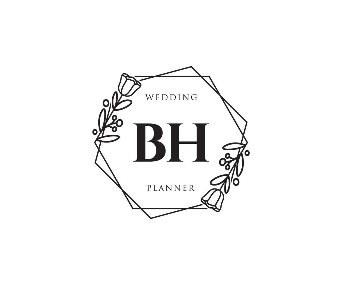 Initial BH feminine logo. Usable for Nature, Salon, Spa, Cosmetic and Beauty Logos. Flat Vector Logo Design Template Element.