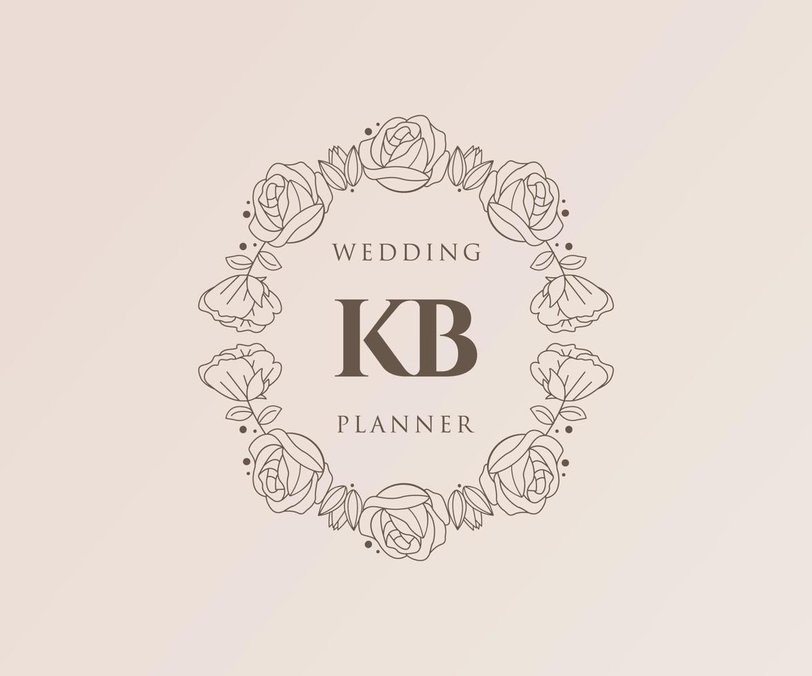KB Initials letter Wedding monogram logos collection, hand drawn modern minimalistic and floral templates for Invitation cards, Save the Date, elegant identity for restaurant, boutique, cafe in vector