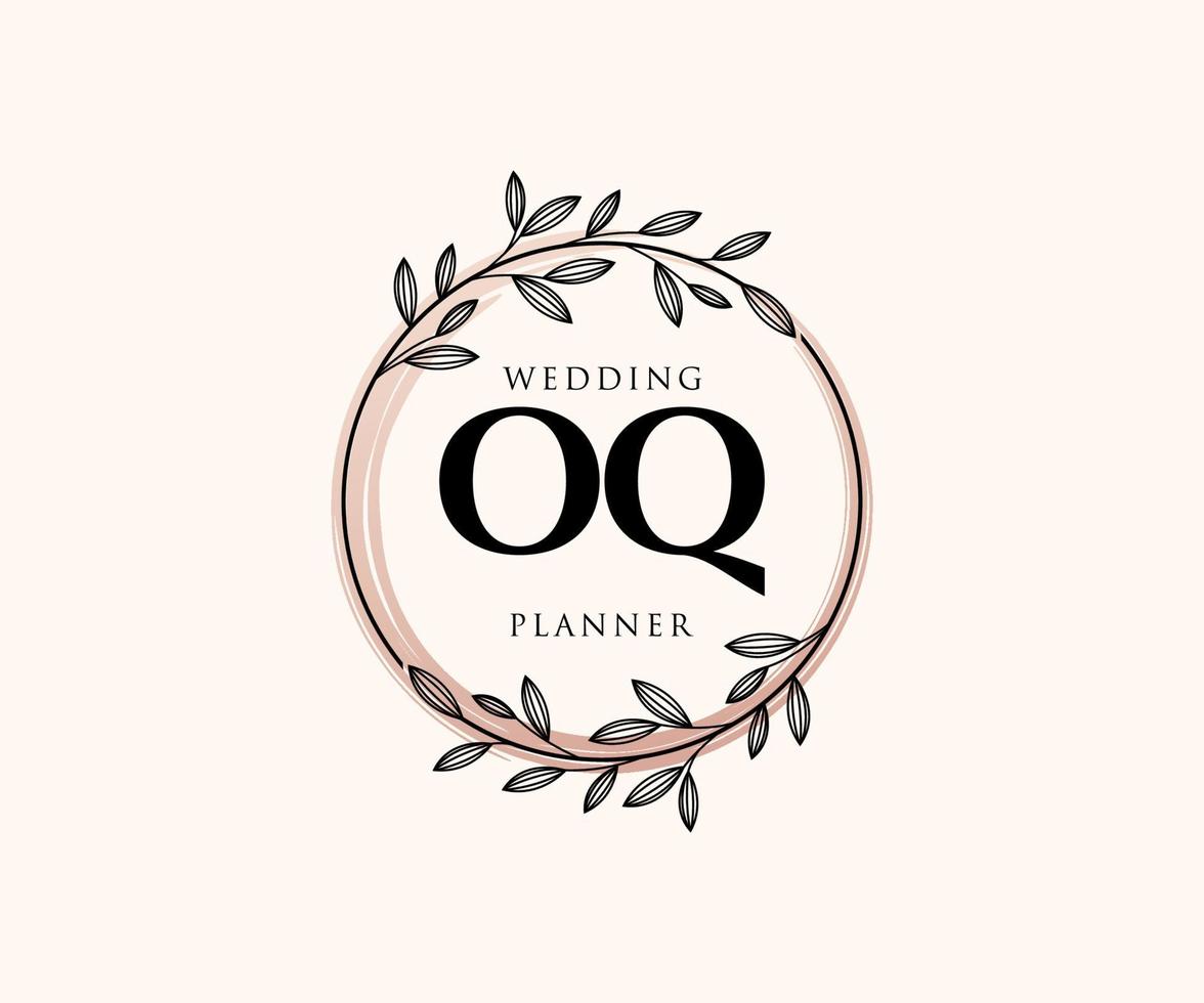 OQ Initials letter Wedding monogram logos collection, hand drawn modern minimalistic and floral templates for Invitation cards, Save the Date, elegant identity for restaurant, boutique, cafe in vector