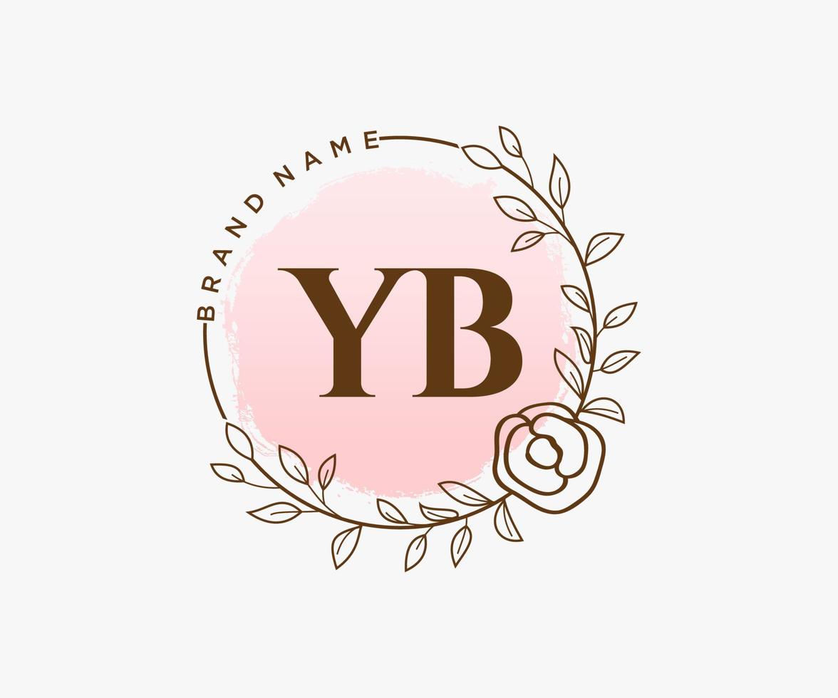 Initial YB feminine logo. Usable for Nature, Salon, Spa, Cosmetic and Beauty Logos. Flat Vector Logo Design Template Element.