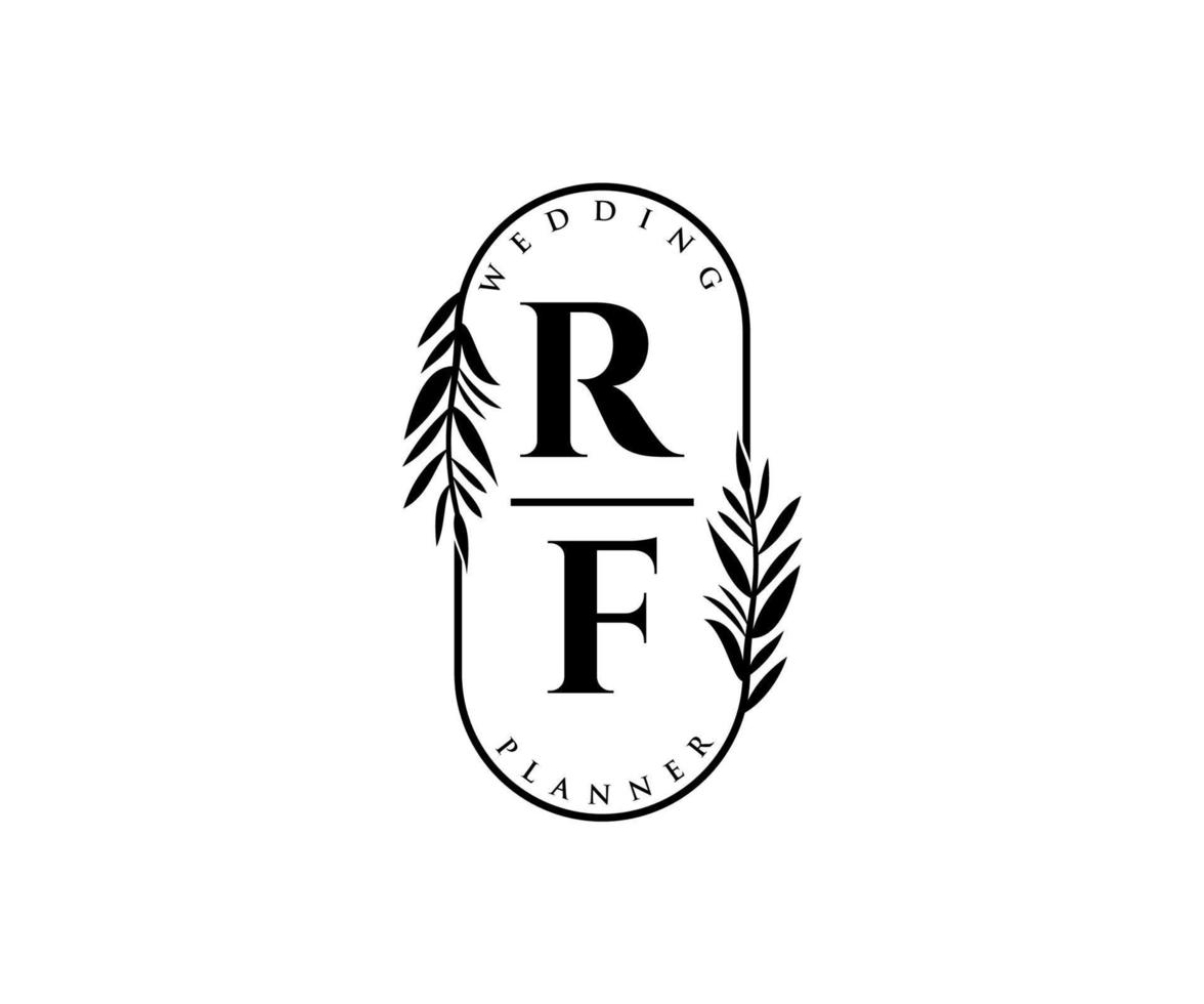 colección de logotipos de monogramas de boda con letras iniciales rf, plantillas florales y minimalistas modernas dibujadas a mano para tarjetas de invitación, guardar la fecha, identidad elegante para restaurante, boutique, café en vectores