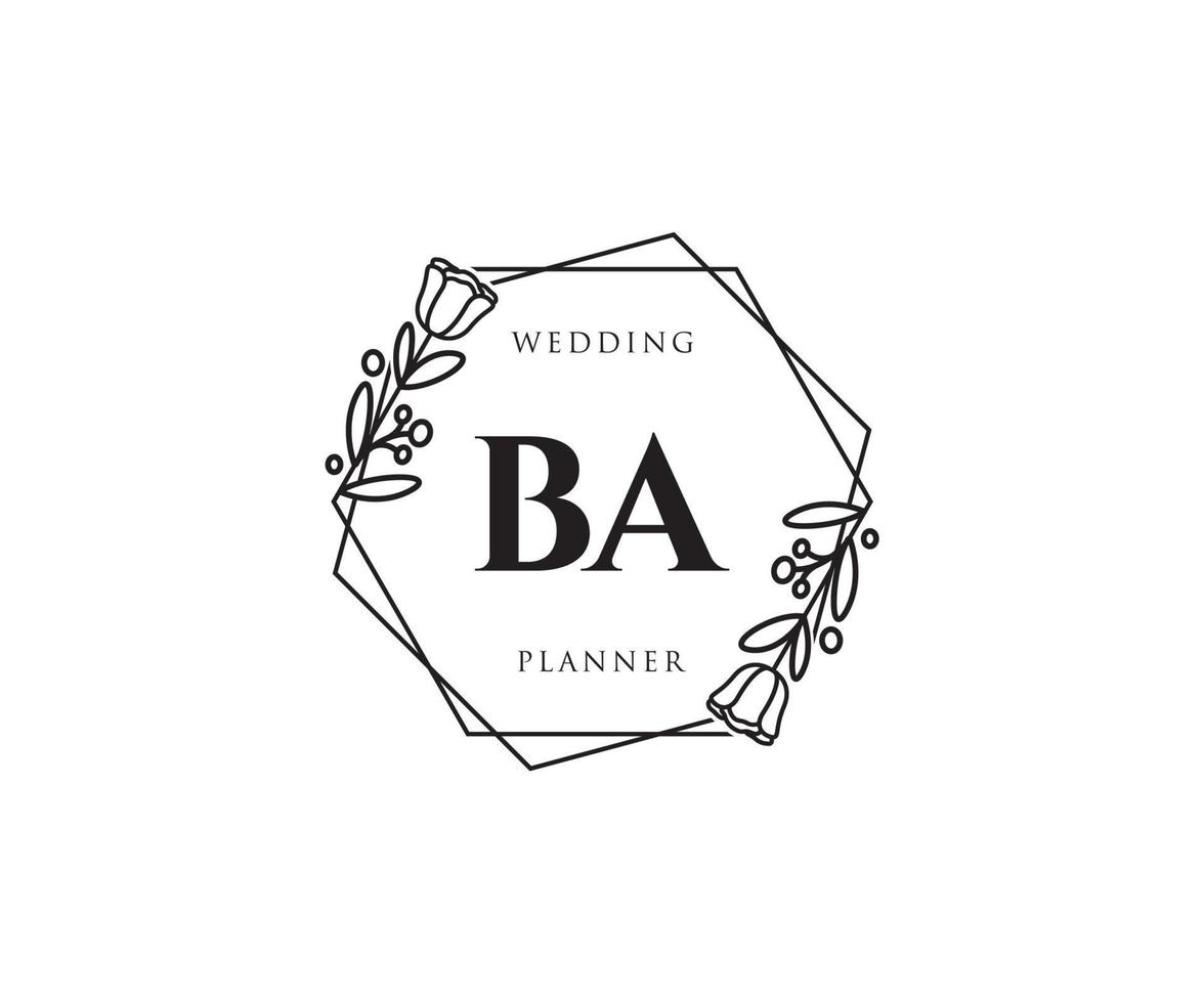 Initial BA feminine logo. Usable for Nature, Salon, Spa, Cosmetic and Beauty Logos. Flat Vector Logo Design Template Element.