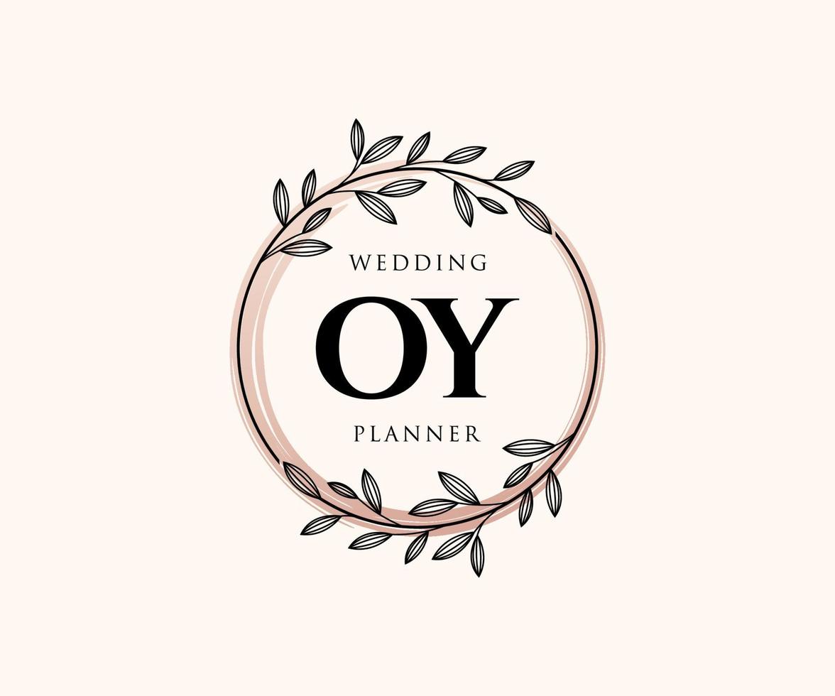 OY Initials letter Wedding monogram logos collection, hand drawn modern minimalistic and floral templates for Invitation cards, Save the Date, elegant identity for restaurant, boutique, cafe in vector