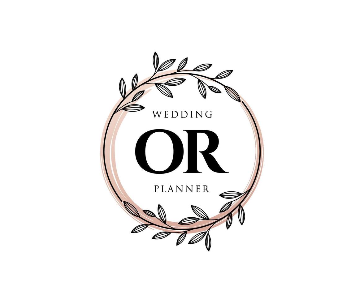 o colección de logotipos de monograma de boda con letras iniciales, plantillas florales y minimalistas modernas dibujadas a mano para tarjetas de invitación, guardar la fecha, identidad elegante para restaurante, boutique, café en vector