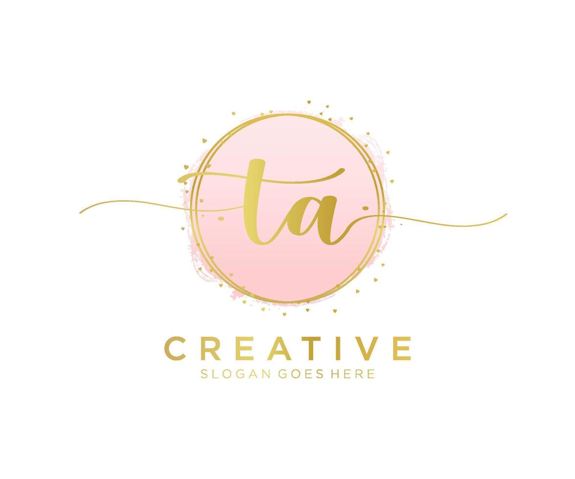 Initial TA feminine logo. Usable for Nature, Salon, Spa, Cosmetic and Beauty Logos. Flat Vector Logo Design Template Element.