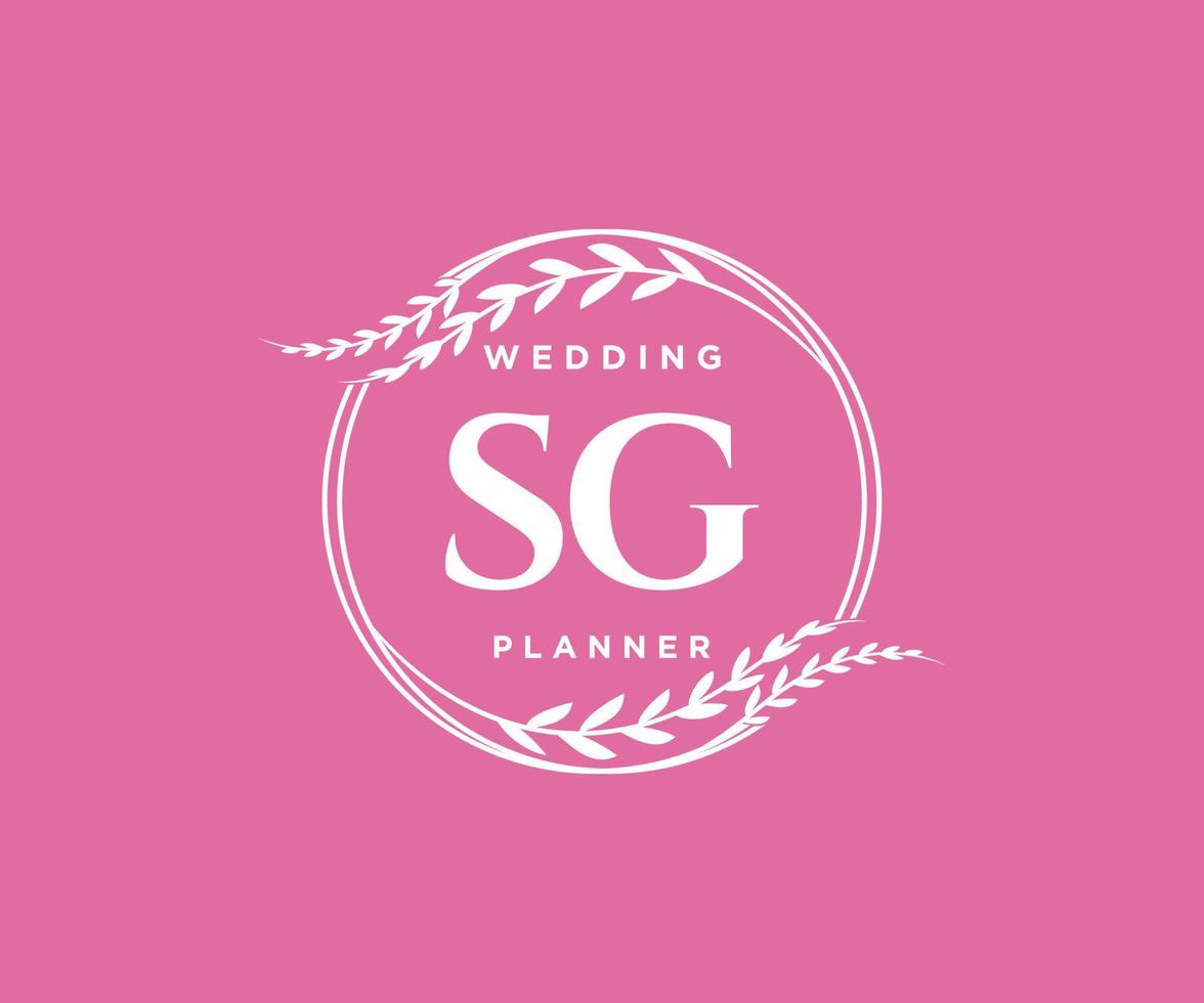 SG Initials letter Wedding monogram logos collection, hand drawn modern minimalistic and floral templates for Invitation cards, Save the Date, elegant identity for restaurant, boutique, cafe in vector