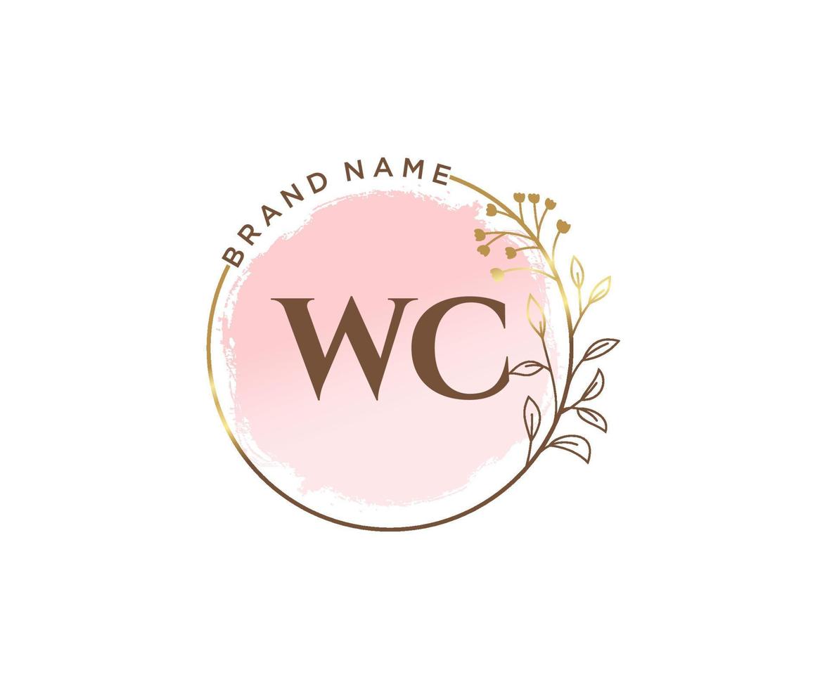 logo femenino wc inicial. utilizable para logotipos de naturaleza, salón, spa, cosmética y belleza. elemento de plantilla de diseño de logotipo de vector plano.