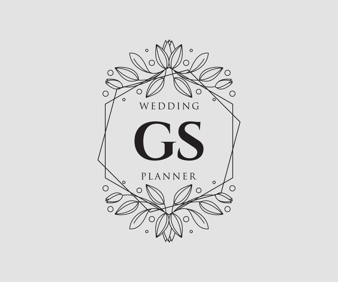 GS Initials letter Wedding monogram logos collection, hand drawn modern minimalistic and floral templates for Invitation cards, Save the Date, elegant identity for restaurant, boutique, cafe in vector