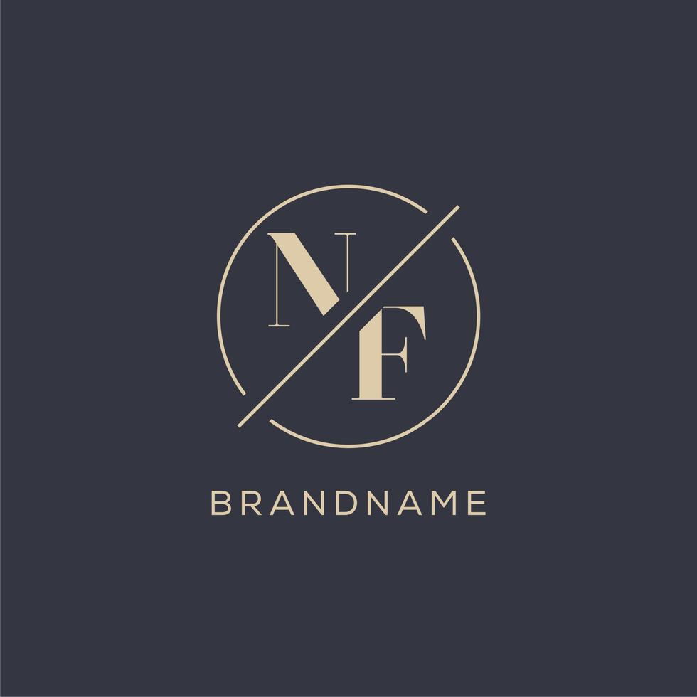 Initial letter NF logo with simple circle line, Elegant look monogram logo style vector