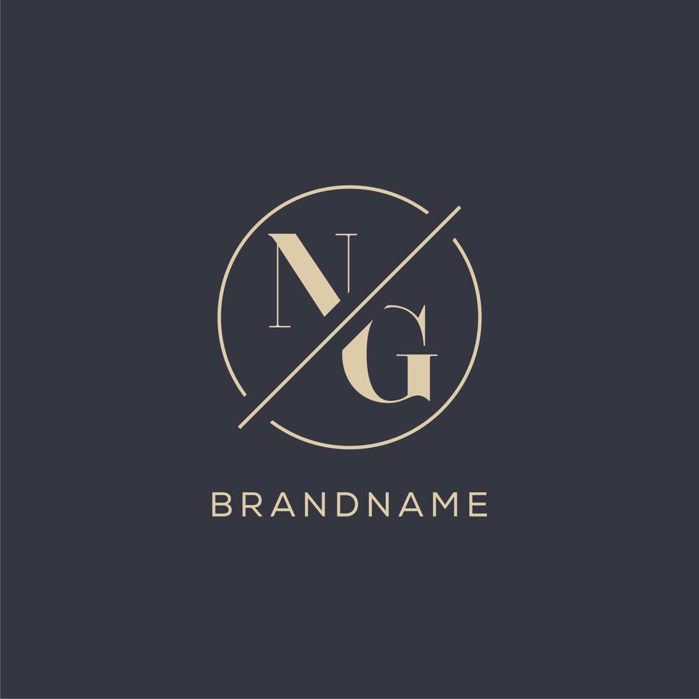 Initial letter NG logo with simple circle line, Elegant look monogram logo style vector