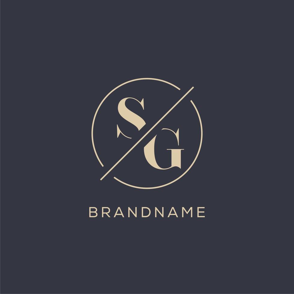 Initial letter SG logo with simple circle line, Elegant look monogram logo style vector