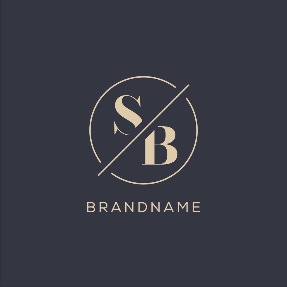 logotipo de letra inicial sb con línea de círculo simple, estilo de logotipo de monograma de aspecto elegante vector