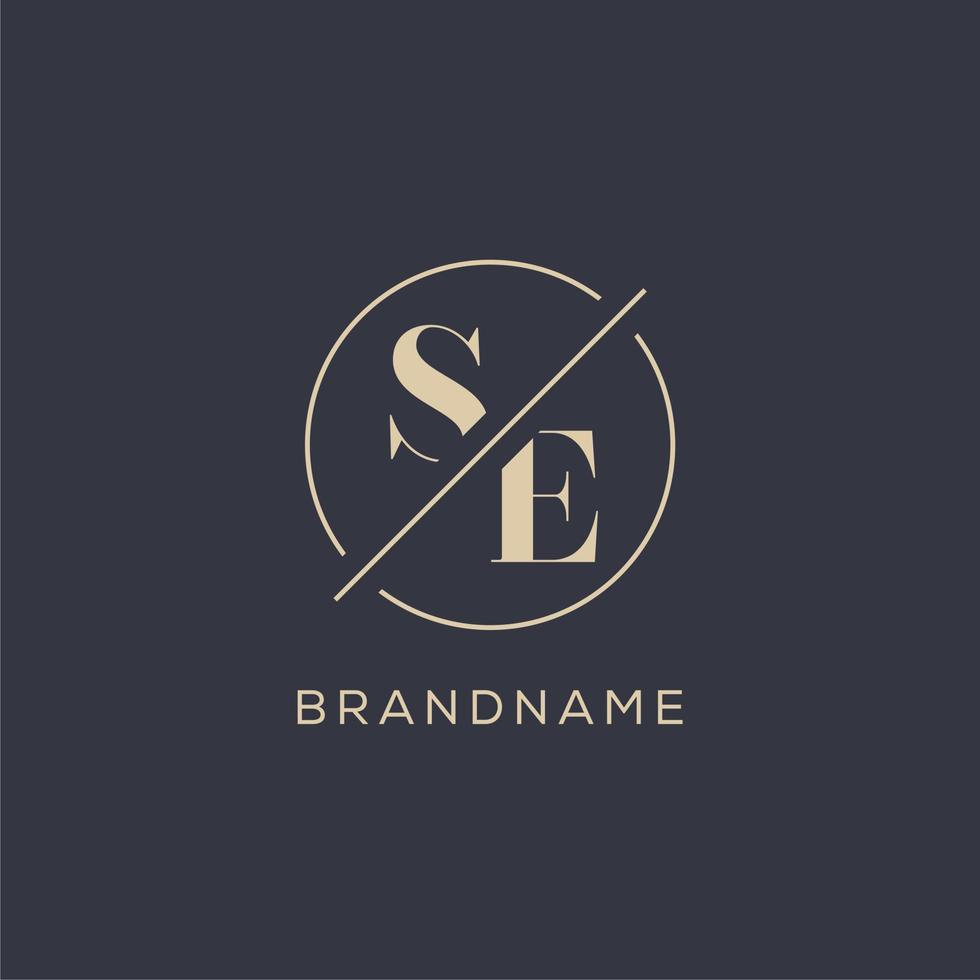 Initial letter SE logo with simple circle line, Elegant look monogram logo style vector