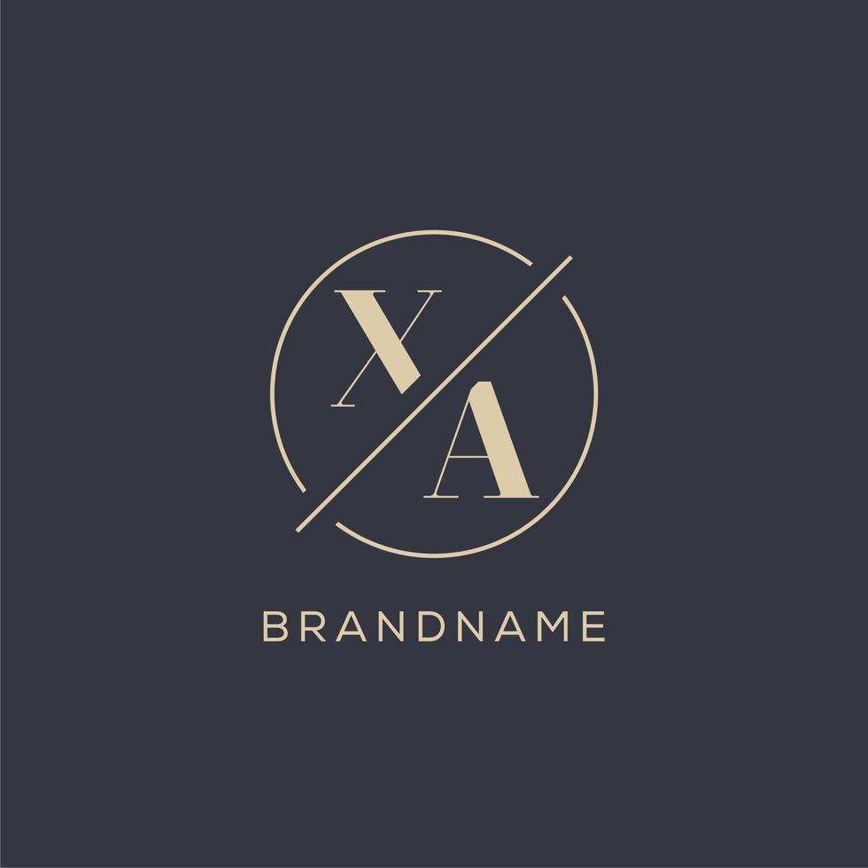 Initial letter XA logo with simple circle line, Elegant look monogram logo style vector
