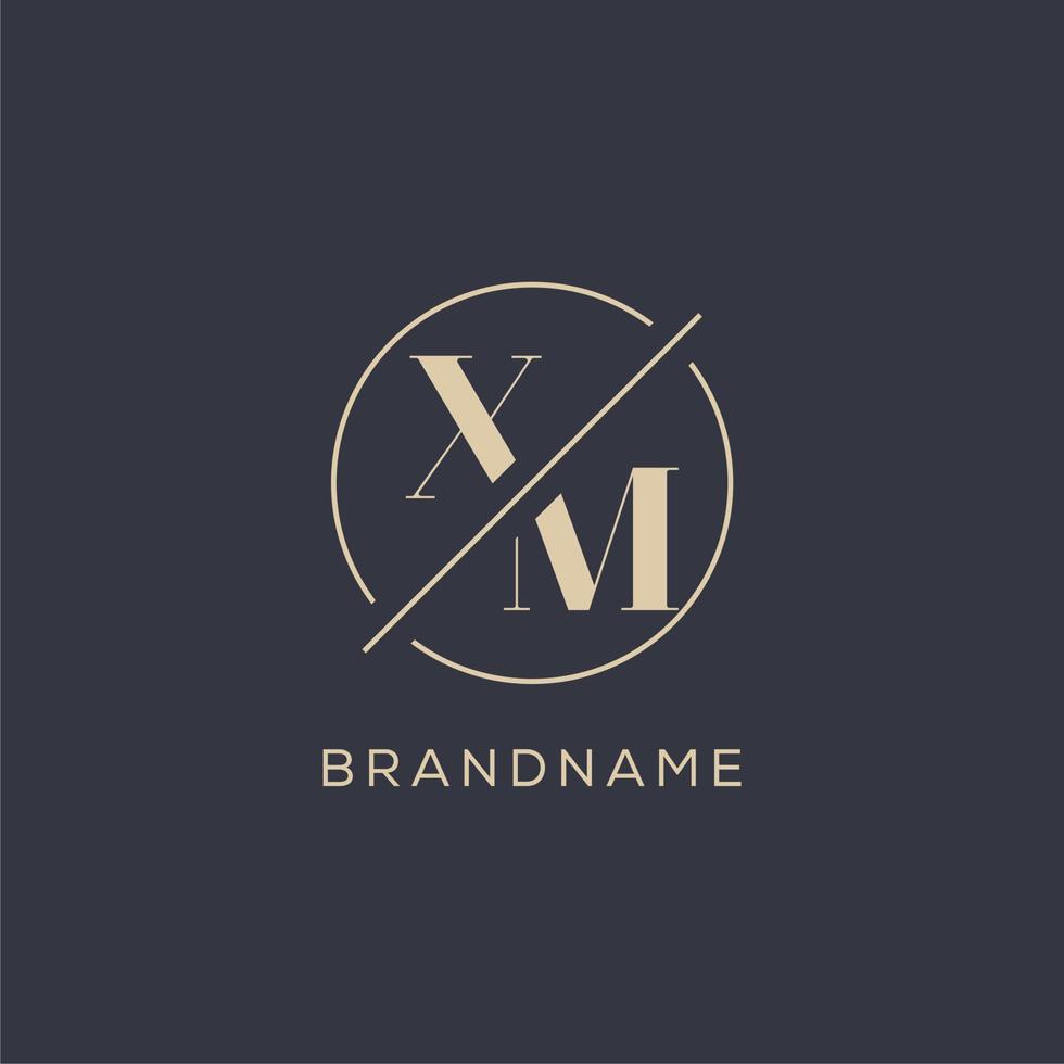 Initial letter XM logo with simple circle line, Elegant look monogram logo style vector