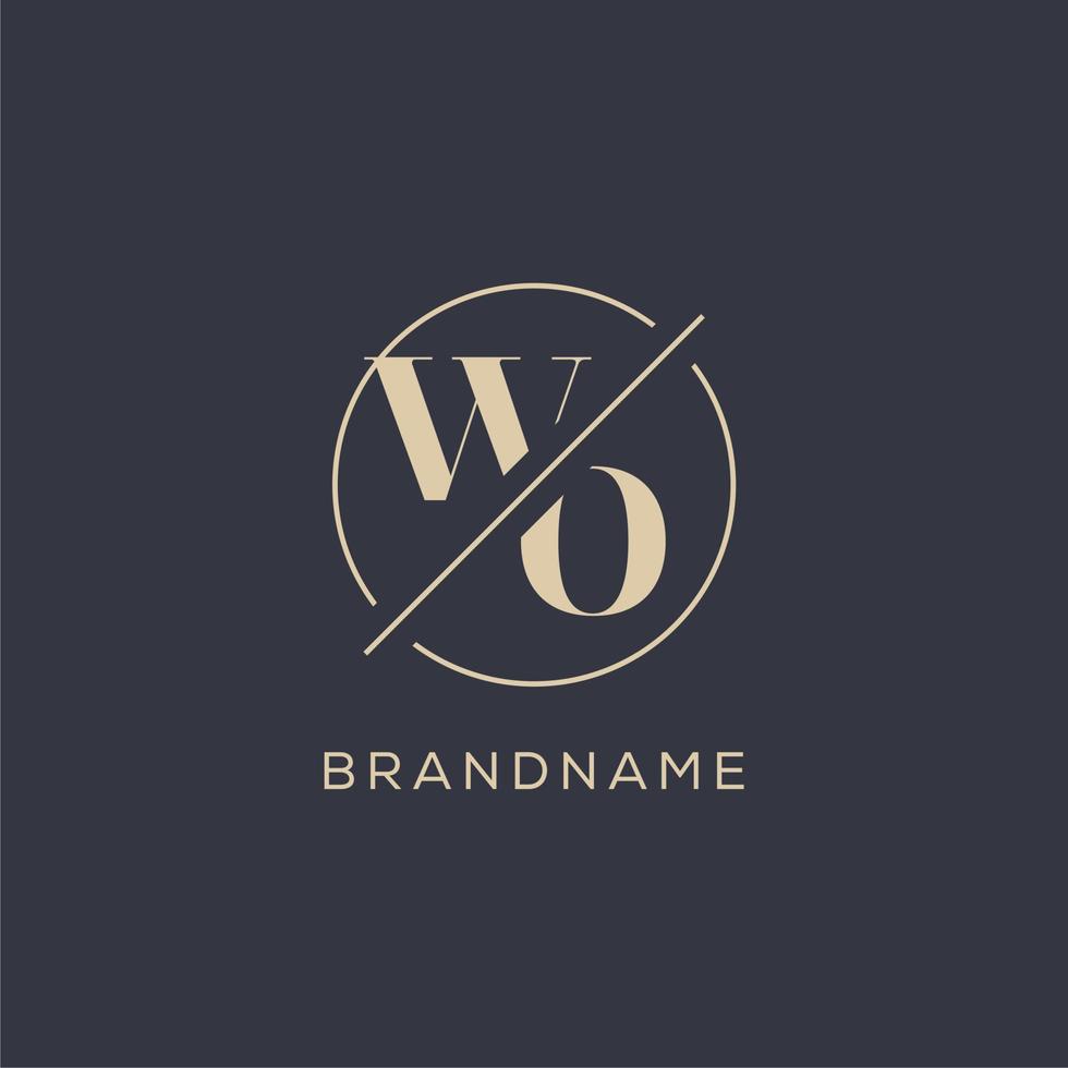 Initial letter WO logo with simple circle line, Elegant look monogram logo style vector