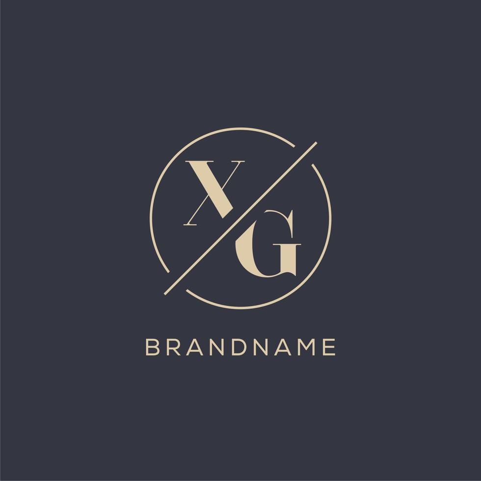 Initial letter XG logo with simple circle line, Elegant look monogram logo style vector
