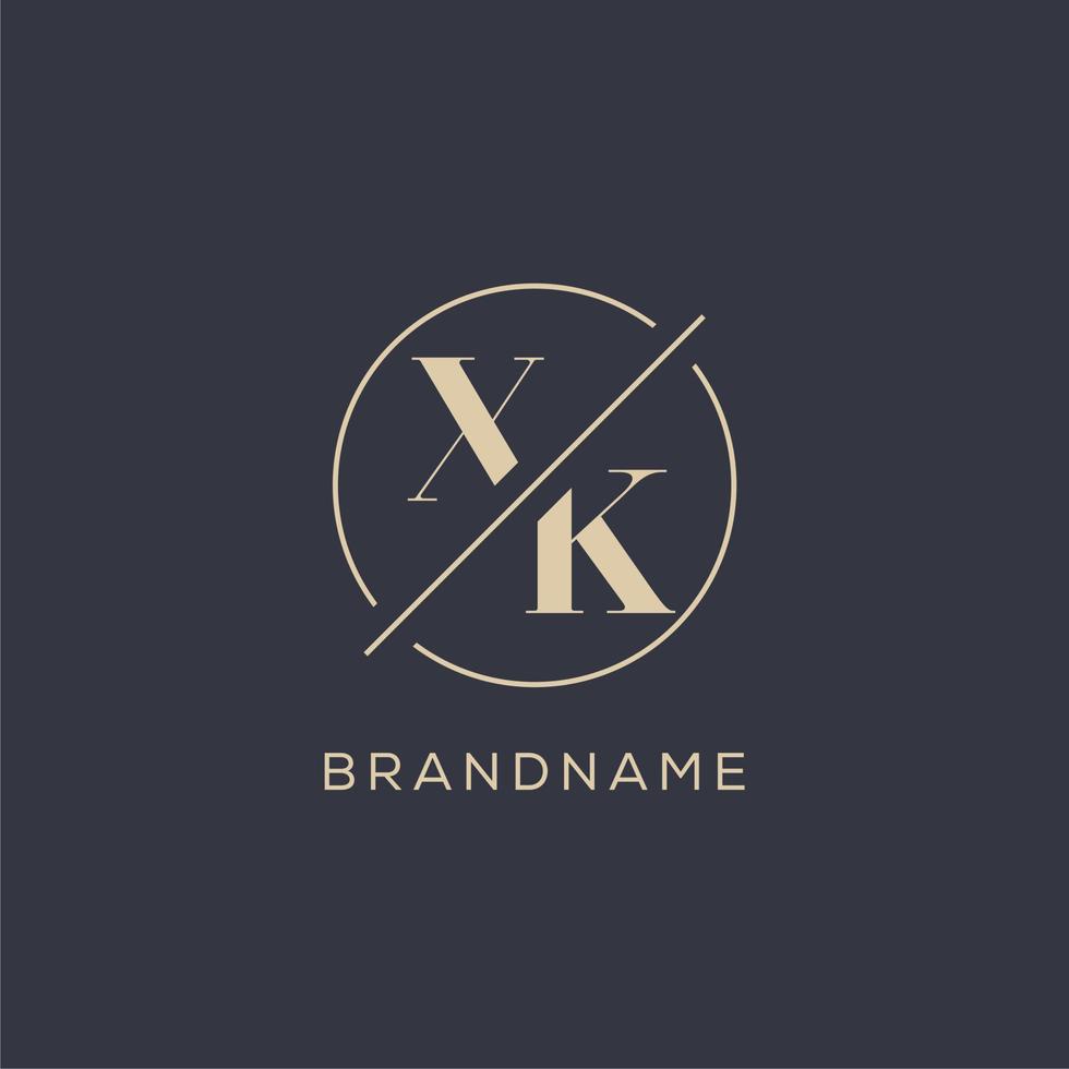 Initial letter XK logo with simple circle line, Elegant look monogram logo style vector