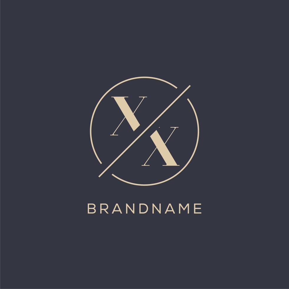 Initial letter XX logo with simple circle line, Elegant look monogram logo style vector