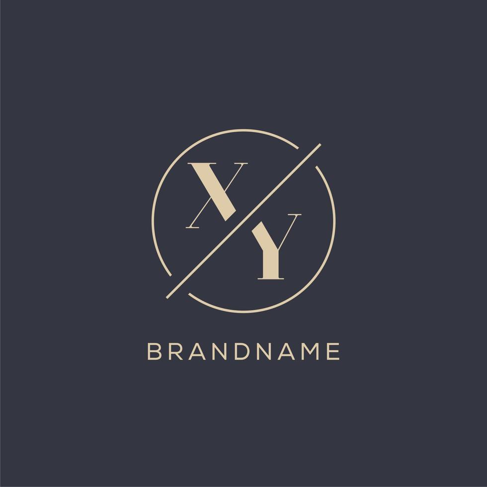 Initial letter XY logo with simple circle line, Elegant look monogram logo style vector