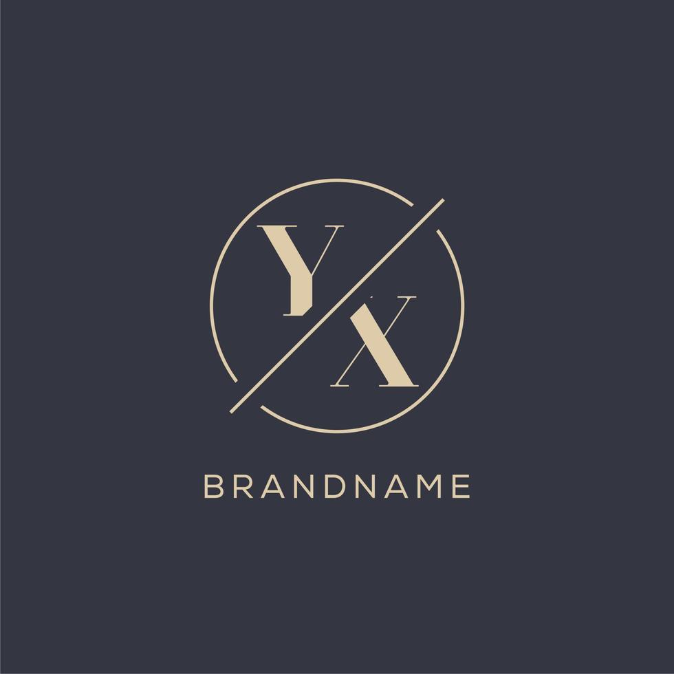 Initial letter YX logo with simple circle line, Elegant look monogram logo style vector