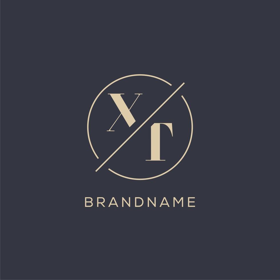Initial letter XT logo with simple circle line, Elegant look monogram logo style vector