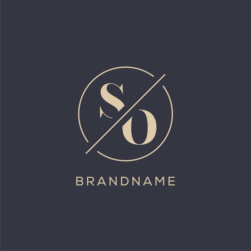 Initial letter SO logo with simple circle line, Elegant look monogram logo style vector