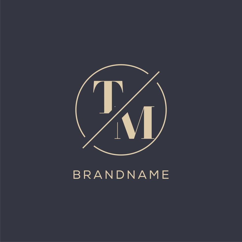 Initial letter TM logo with simple circle line, Elegant look monogram logo style vector