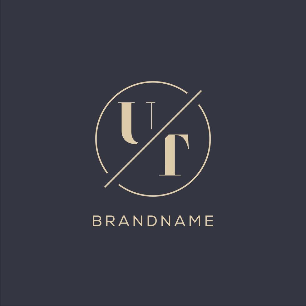 Initial letter UT logo with simple circle line, Elegant look monogram logo style vector